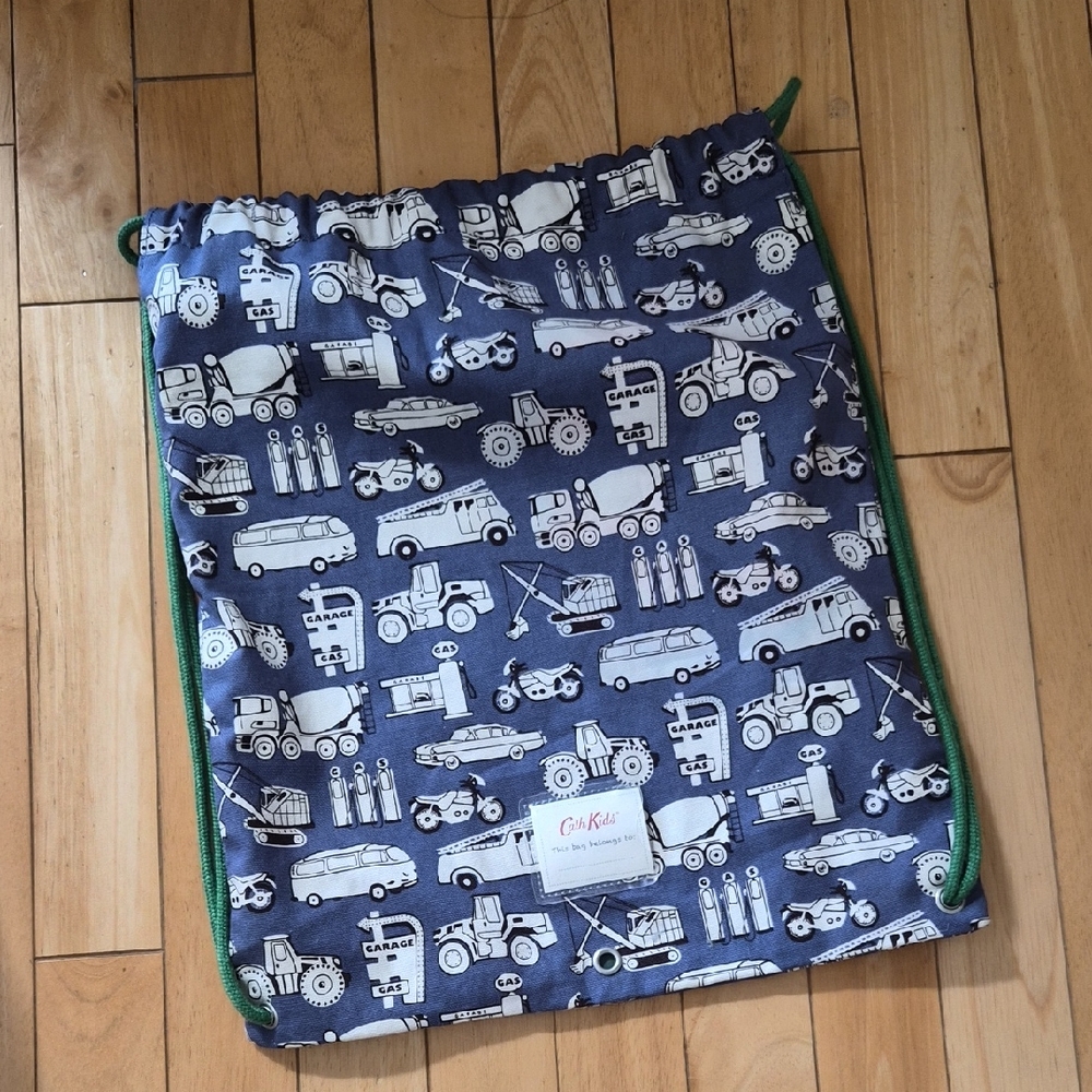 Chick Pea Blue and Green Vehicle Print Bedding Bag
